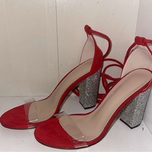 Red, High Heels, New (tried on once).